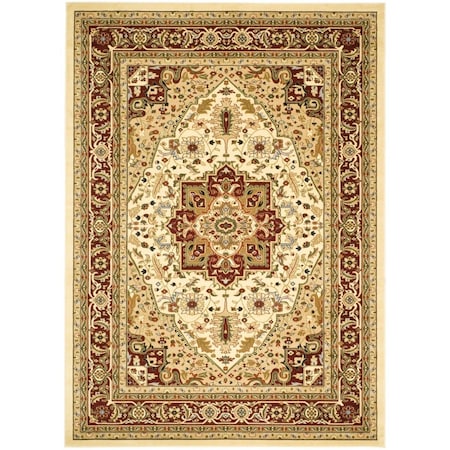 Safavieh 7 ft. - 9 in. x 9 ft. - 9 in. Lyndhurst Power Loomed 11 mm Pile Rug Large Rectangle - Ivory & Red LNH330A-810